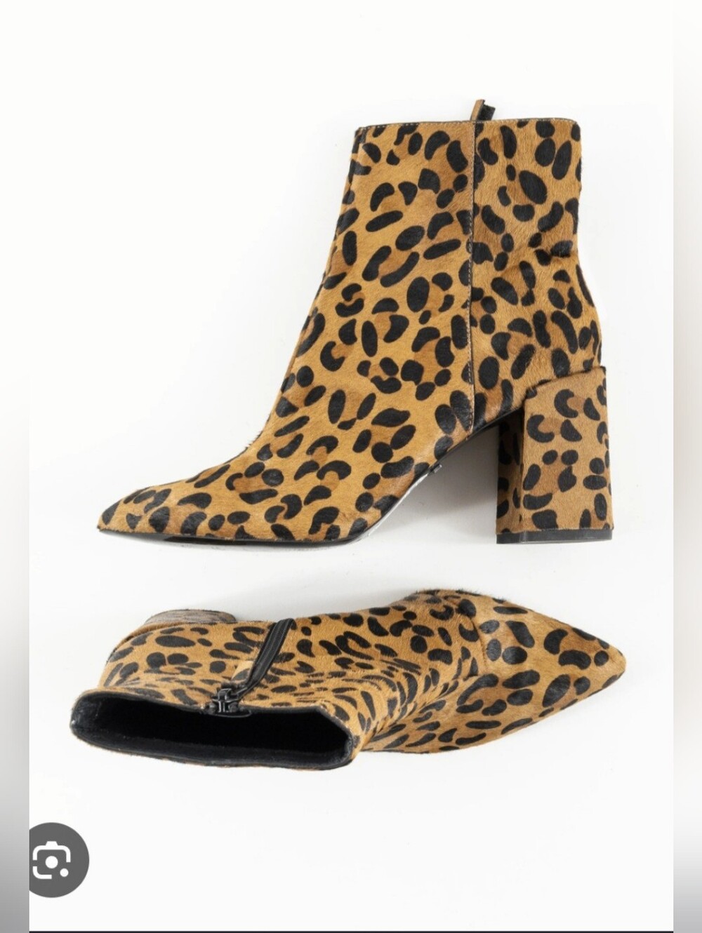 Topshop Leopard Print Pointed Toe Ankle Booties - Tan & Black